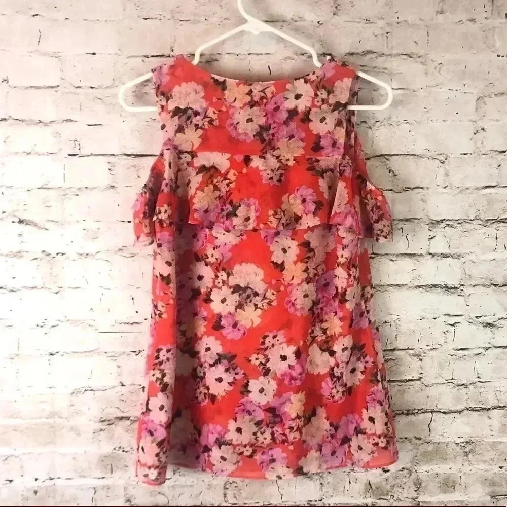 Women's CAbi Cold Shoulder Floral Lush Blouse XS - Picture 9 of 10